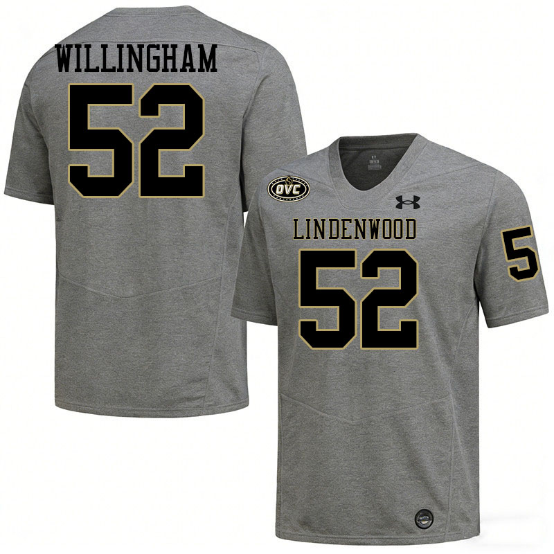 Lindenwood Lions #52 Jaymason Willingham College Football Jerseys,Uniforms-Grey